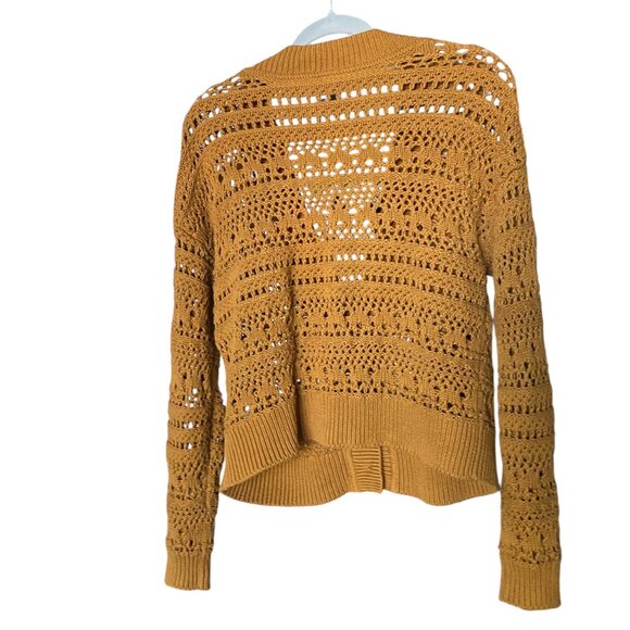 OLD NAVY Ochre Cropped Open-Knit Button Front Crochet Cardigan Size M - Picture 3 of 7